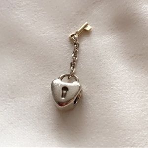 Authentic Pandora Heart locket and gold key charm
